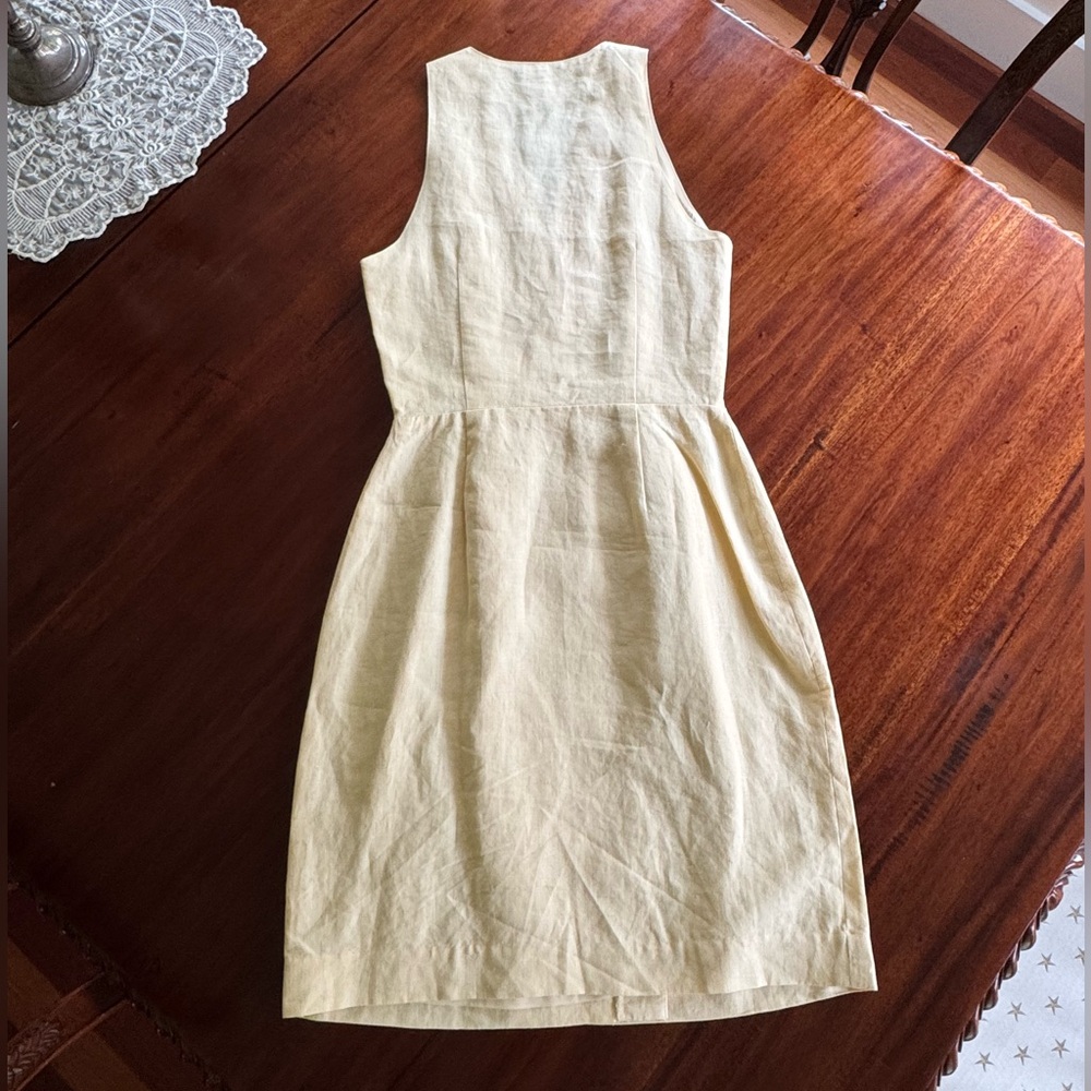 J. Crew Pale Yellow Sleeveless Linen Sheath Dress - Picture 4 of 7